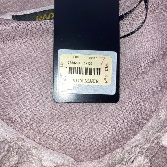 Radzoli Tiered Embroidered Sheer Lavender Tank Top Small - Picture 4 of 6